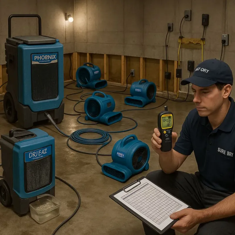 Structural Drying and Dehumidification process in Bellmead, TX